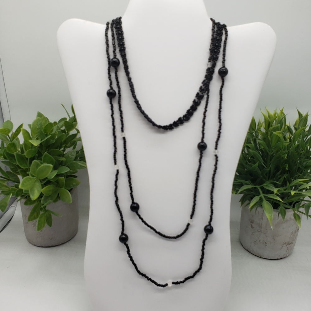 Elegant Black Beaded Necklace and Choker